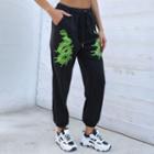 Dragon Print Harem Cropped Pants