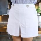 Band-waist Button-side Skort Sky Blue - One Size