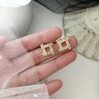 Rhinestone Square Earring 1 Pair - Earring - Gold & Silver - One Size