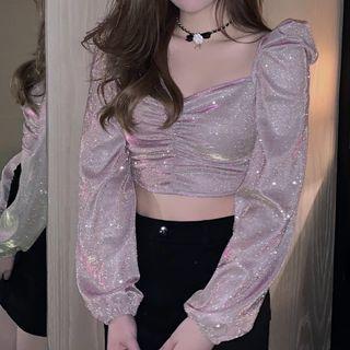 Glitter Cropped Blouse