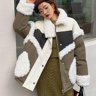 Fleece Lined Color Block Zip-up Jacket