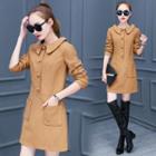 Pocketed Long Sleeve Collared Dress