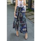 Band-waist Pattern Wide Leg Pants