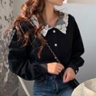 Lace Collar Blouse Black - One Size