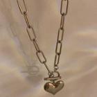 Heart Pendant Alloy Necklace 1 Piece - Necklace - Stainless Steel - Gold - One Size
