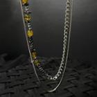 Faux Gemstone Layered Stainless Steel Necklace