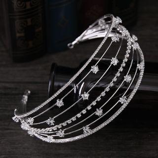 Wedding Faux Crystal Layered Headband Silver - One Size