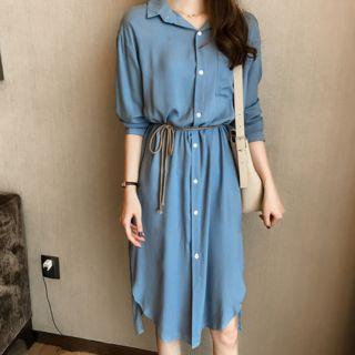 Single-breasted Plain Shirtdress