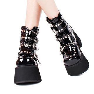 Platform Chunky Heel Grommet Short Boots