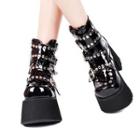 Platform Chunky Heel Grommet Short Boots