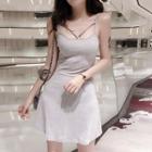 Cross Front Spaghetti Strap Dress / Open-front Jacket