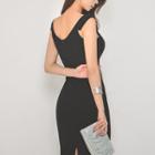 V-neck Sleeveless Long Bodycon Dress