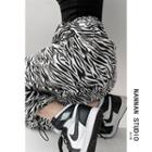 Zebra-print Loose-fit Drawstring Harem Pants