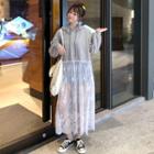 Mesh Panel Lace Hoodie Dress