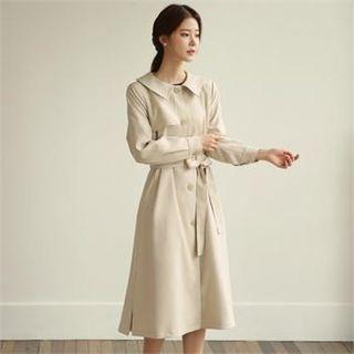 Tall Size Singe-breasted Trenco Coat With Sash