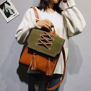 Lace-up Faux Leather Backpack