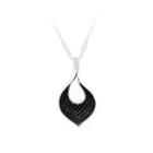 925 Sterling Silver Leaf Pendant With Black Cubic Zircon And Necklace