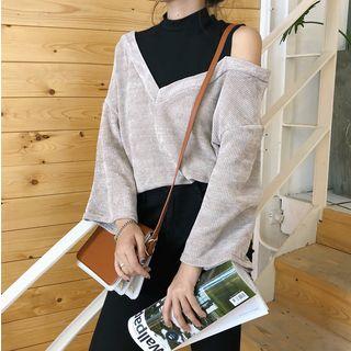 Color-block Mock-two Top As Figure - One Size