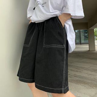 Contrast Stitching Straight Leg Shorts