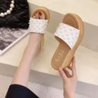 Platform Wedge Faux Pearl Slide Sandals