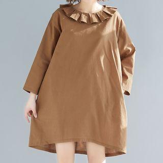 Long-sleeve Pleated Collar Dress