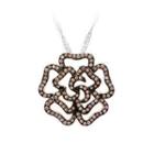 925 Sterling Silver Rose Pendant With Brown Cubic Zircon And Necklace