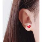 Heart Stud Earring Red - One Size
