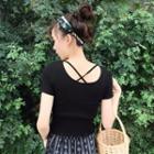 Plain Lattice Short-sleeve T-shirt