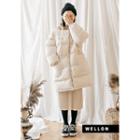 Contrast-hood Thick Puffer Coat