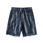 Tie-dye Wide Leg Denim Shorts