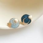 Sun / Moon Heart Alloy Earring 1 Pair - Eh1085 - Blue & Dark Blue - One Size