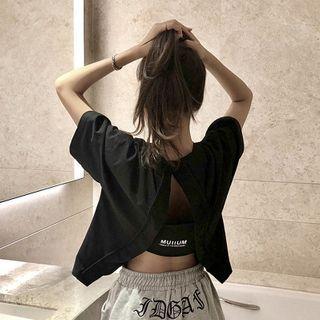 Open-back High-waist Cropped T-shirt