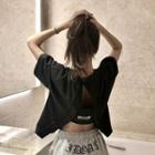 Open-back High-waist Cropped T-shirt