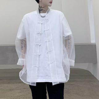 Frog Buttoned Mesh Jacket