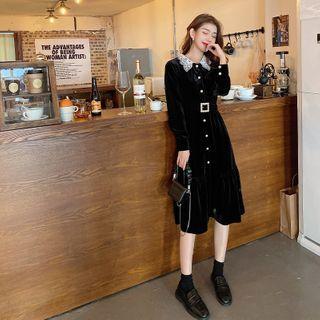 Lace Velvet Buttoned Dress