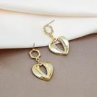 Rhinestone Heart Drop Earring E4217 - 1 Pair - Gold - One Size
