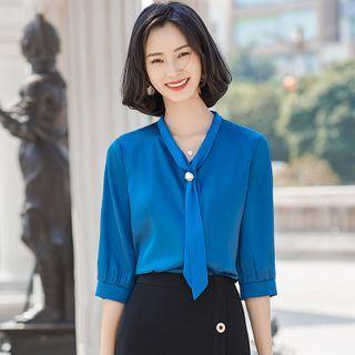 3/4-sleeve Blouse / Dress Pants / Mini Fitted Skirt / Set