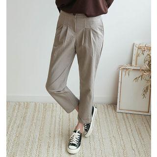 Band-waist Pintuck Cropped Dress Pants