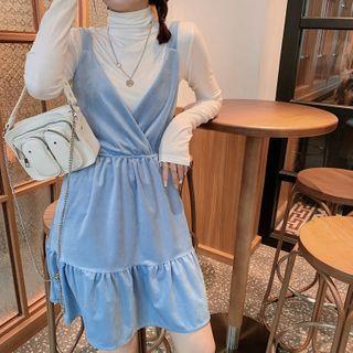 Turtleneck Top / Sleeveless Velvet Dress