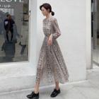 Floral Round-neck Empire Dress