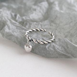 925 Sterling Silver Heart Open Ring Silver - 13