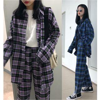 Plaid Shirt / Straight-cut Pants