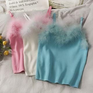 Furry-trim Camisole Top