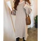 Patterned Knit Dress Beige - One Size