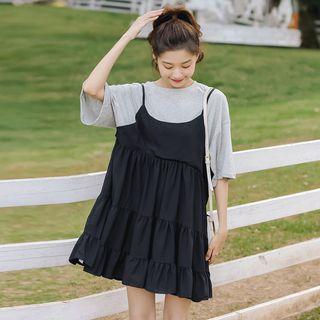 Mock Two-piece Short Sleeve Dress