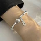 Irregular Bead Sterling Silver Bracelet Sl0790 - Silver - One Size