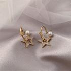 Alloy Faux Pearl Rhinestone Star Dangle Earring 1 Pair - Gold - One Size