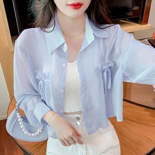Ruffled Chiffon Jacket / Crop Camisole Top / Set