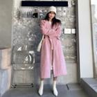 Pinky Wrap Coat With Sash Pink - One Size