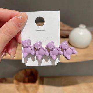 Bear Hair Clip Purple - One Size